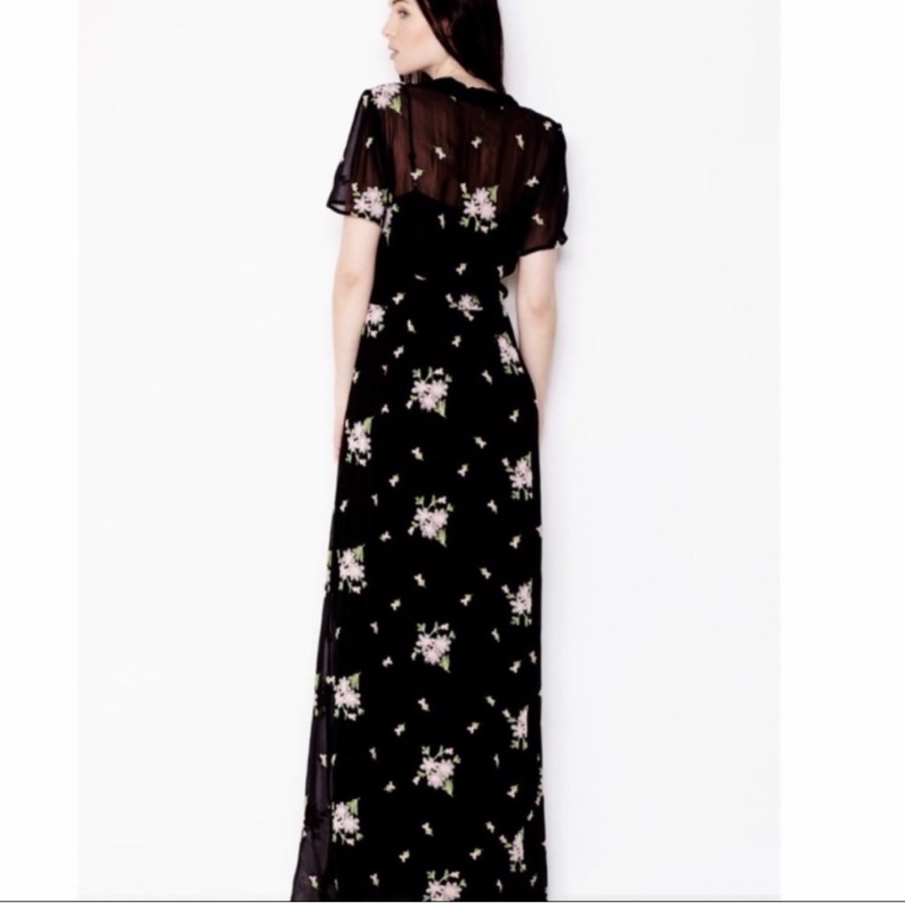 Ghost Marova Sheer Floral Embroidered Black Maxi Dress - Picture 2 of 9